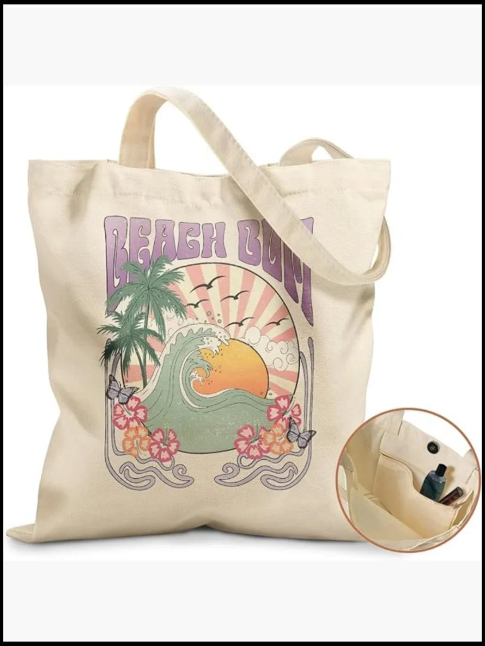 Large Capacity Canvas Tote Bag Reusable Grocery Shopping Magnetic Buckle Zipper